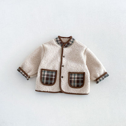 キッズ チェック リバーシブル ボアジャケット / ロールアップ 刺繍 ストレート ロングパンツ【mh0014765】