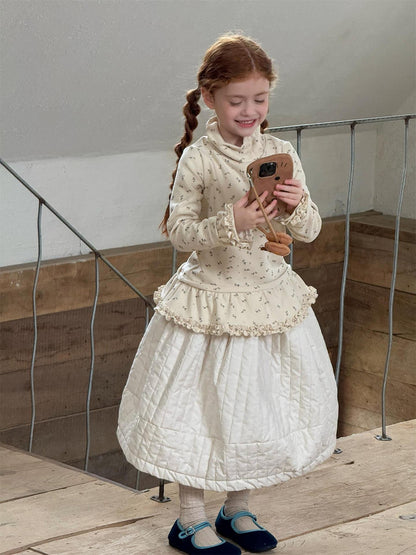 キルティングスカート 厚手 キルト ミモレ丈 無地 花柄【mh0011750】