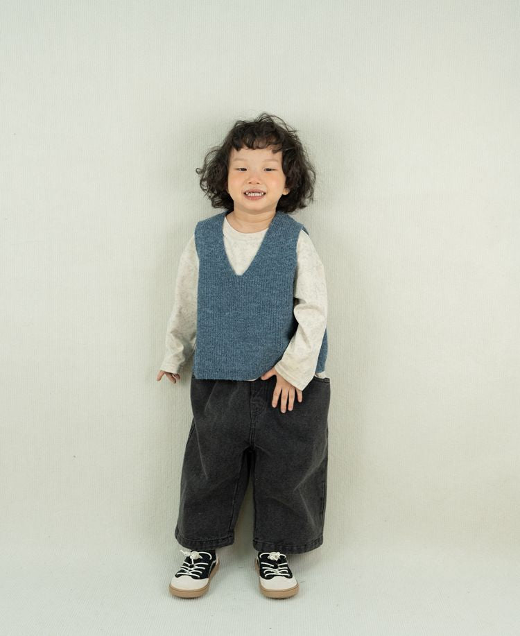 Chaleco de punto con cuello de pico para niños【mh0013925】