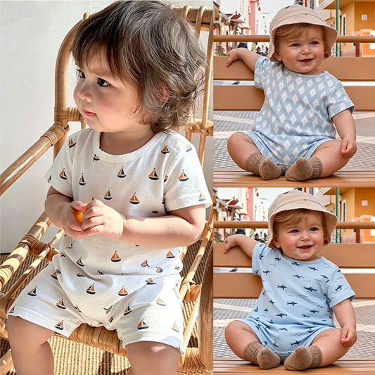 Graphic Print Short Romper Marine Print Short Romper [mh0013041]