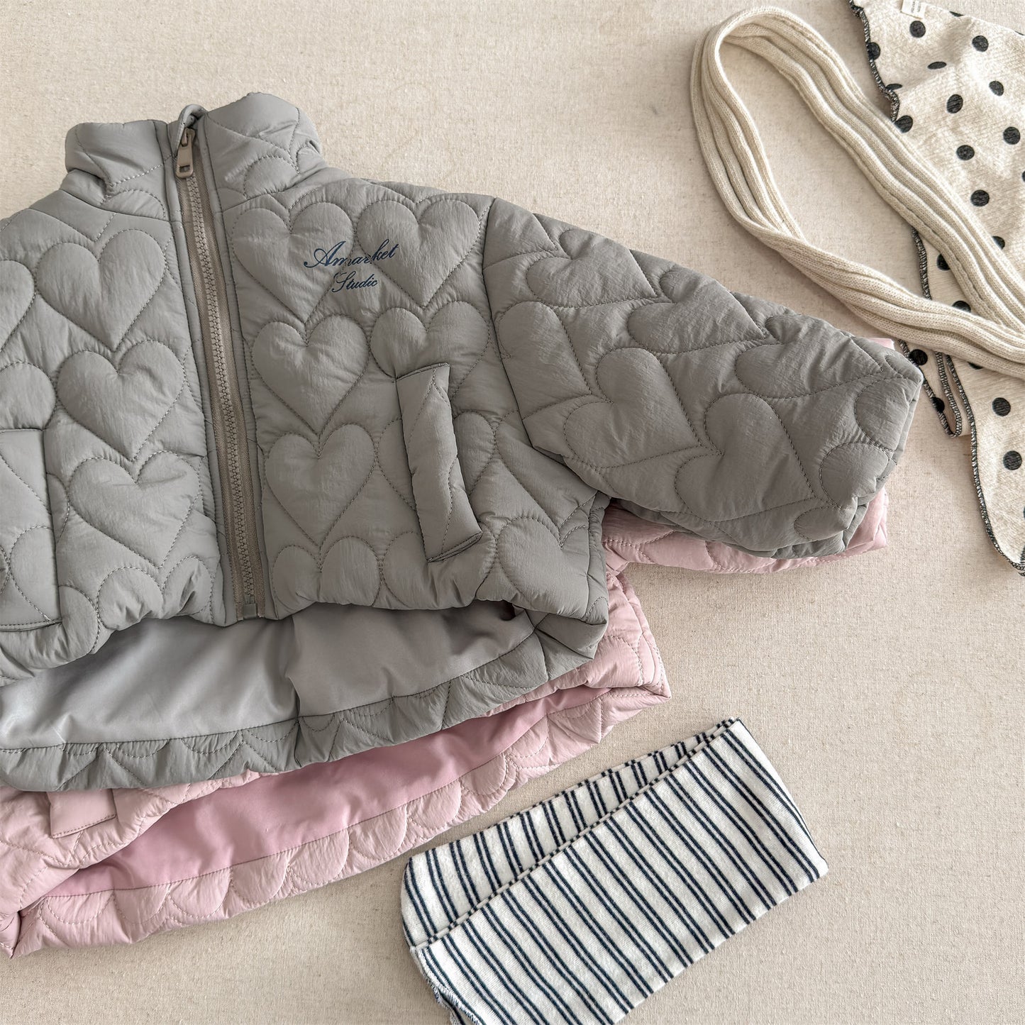 ハートキルティングジャケット キルトブルゾン ショートコート【mh0011912】