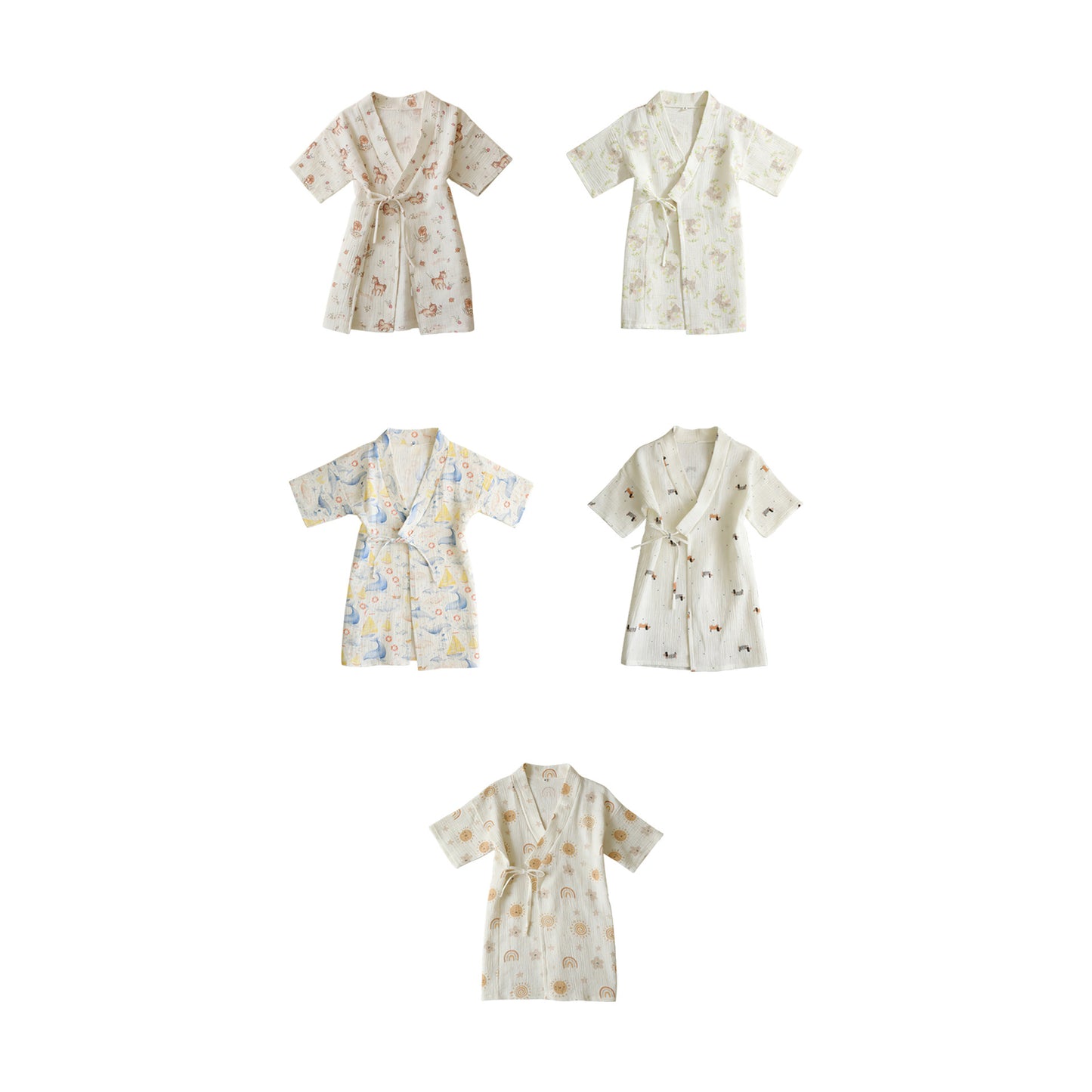 Printed Cotton Gauze Yukata Bathrobe [mh0012598]