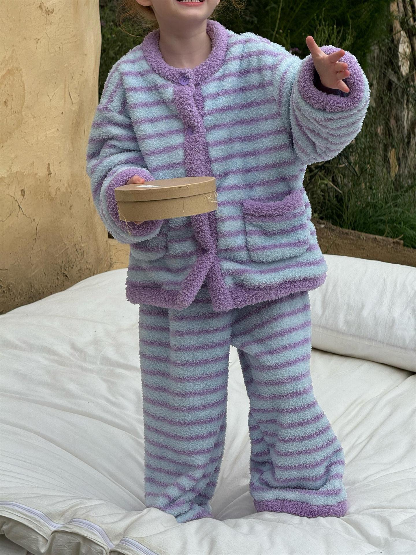 ルームウェア ボーダー もこもこフリース パジャマセットアップ 2点セット【mh0011745】