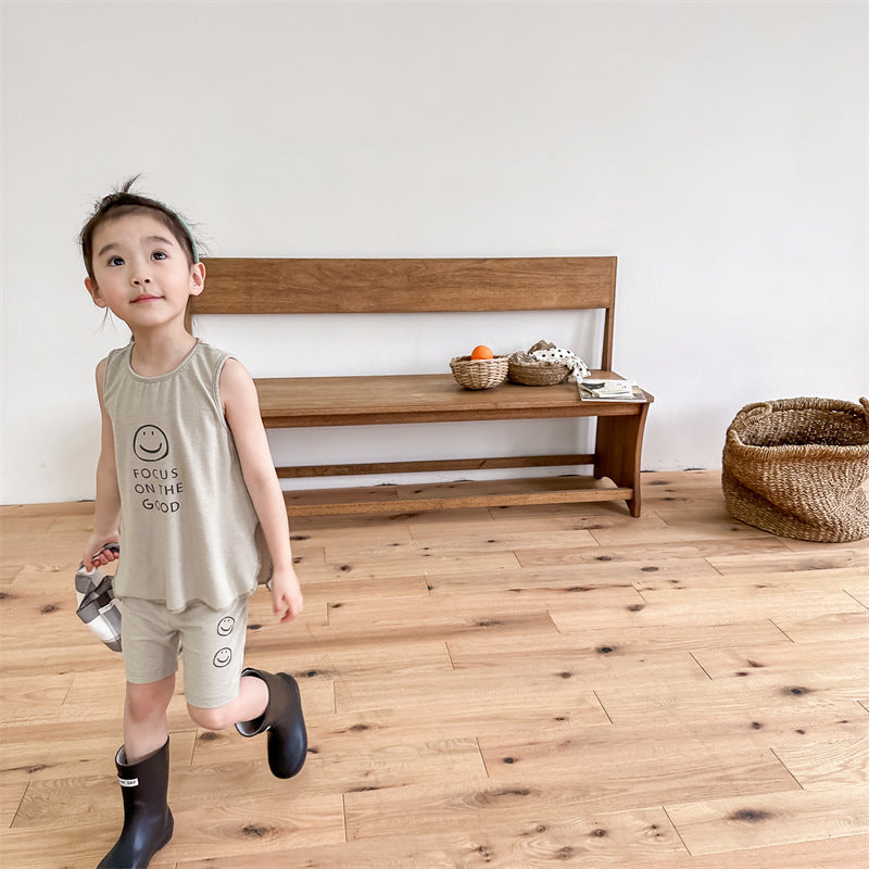 Kids' Smile Print Tank Top & Shorts Set [mh0001805]