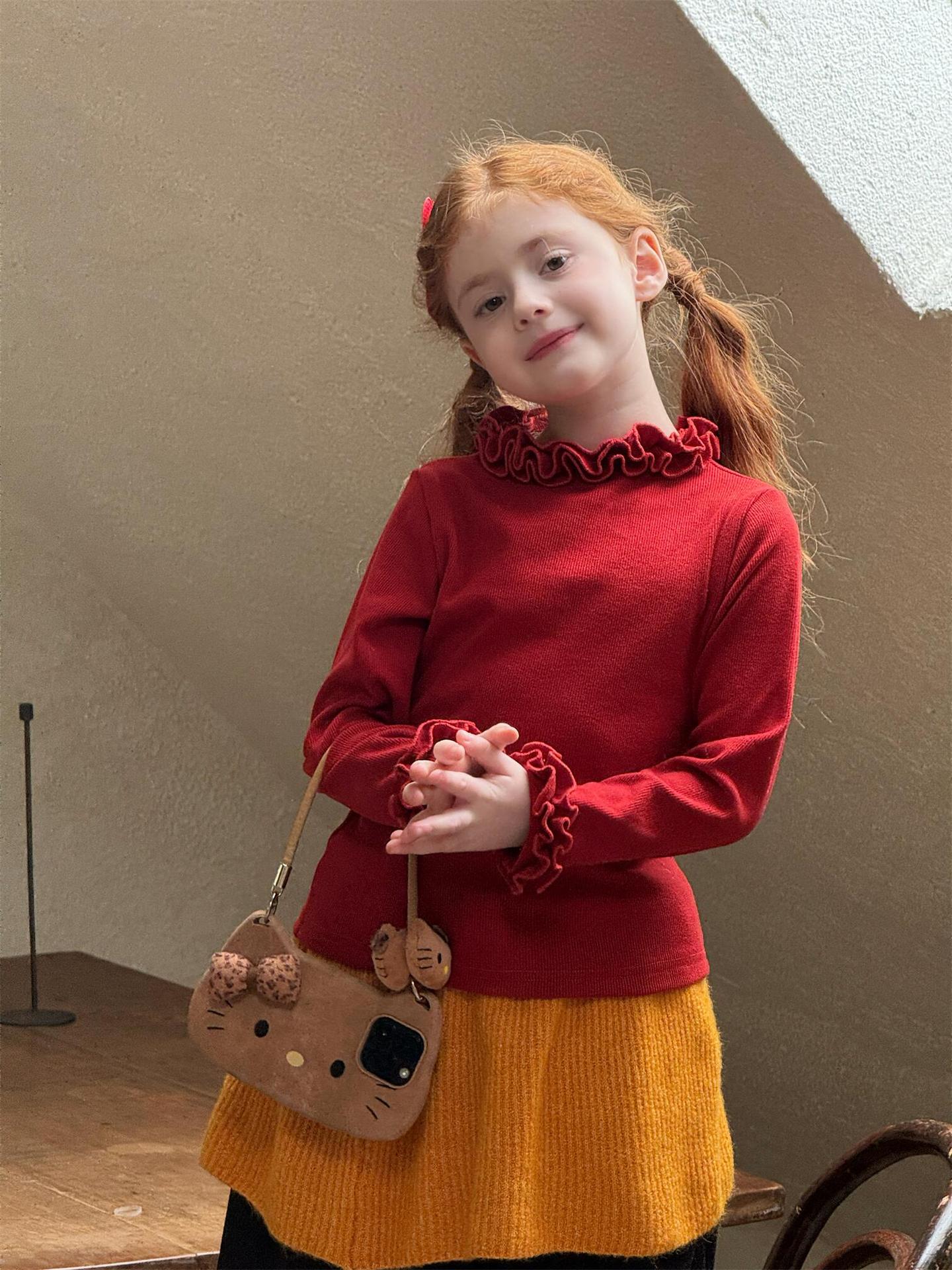 長袖Tシャツ ラッフルフリルカラー カットソー【mh0011761】