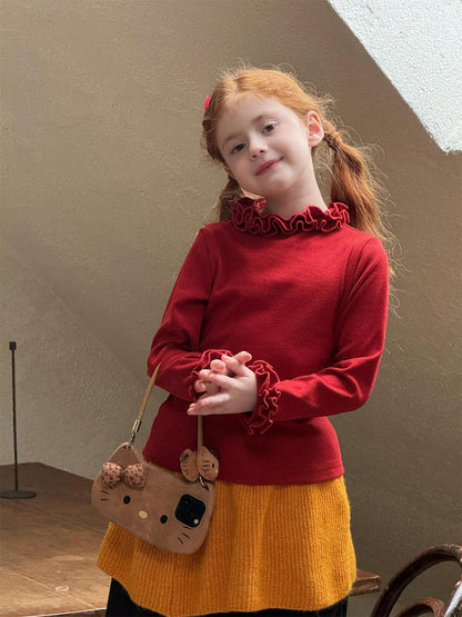 長袖Tシャツ ラッフルフリルカラー カットソー【mh0011761】