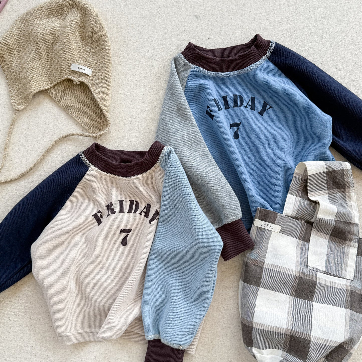 -ロゴプリント長袖スウェット ラグランTシャツ【mh0010812】 - mamahalo shop - 長袖Tシャツ -  べビー服 - 子供服 - 男の子 - 女の子