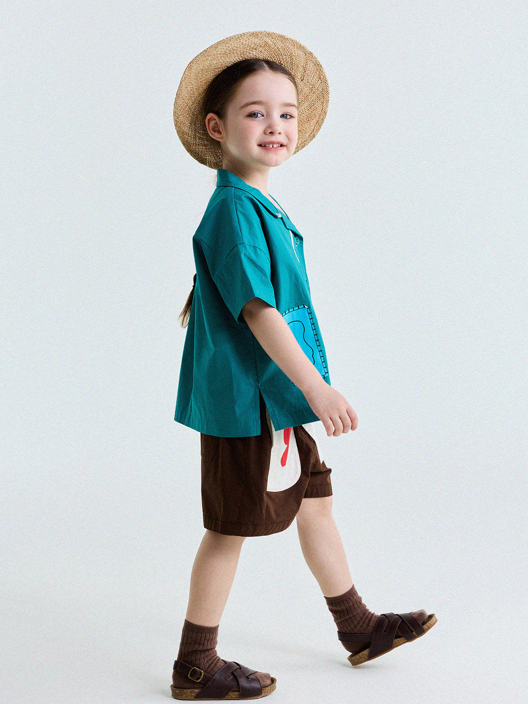 Retro Color-Blocking Short-Sleeved Cotton Shirt レトロ 半袖シャツ【mh0013207】