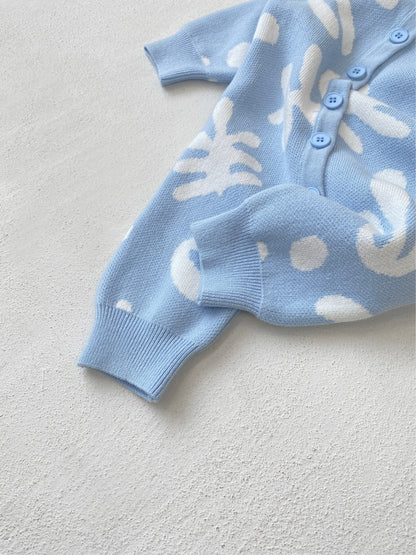 長袖ニットロンパース 幾何学模様 ジャカードニット ジャンプスーツ【mh0011855】