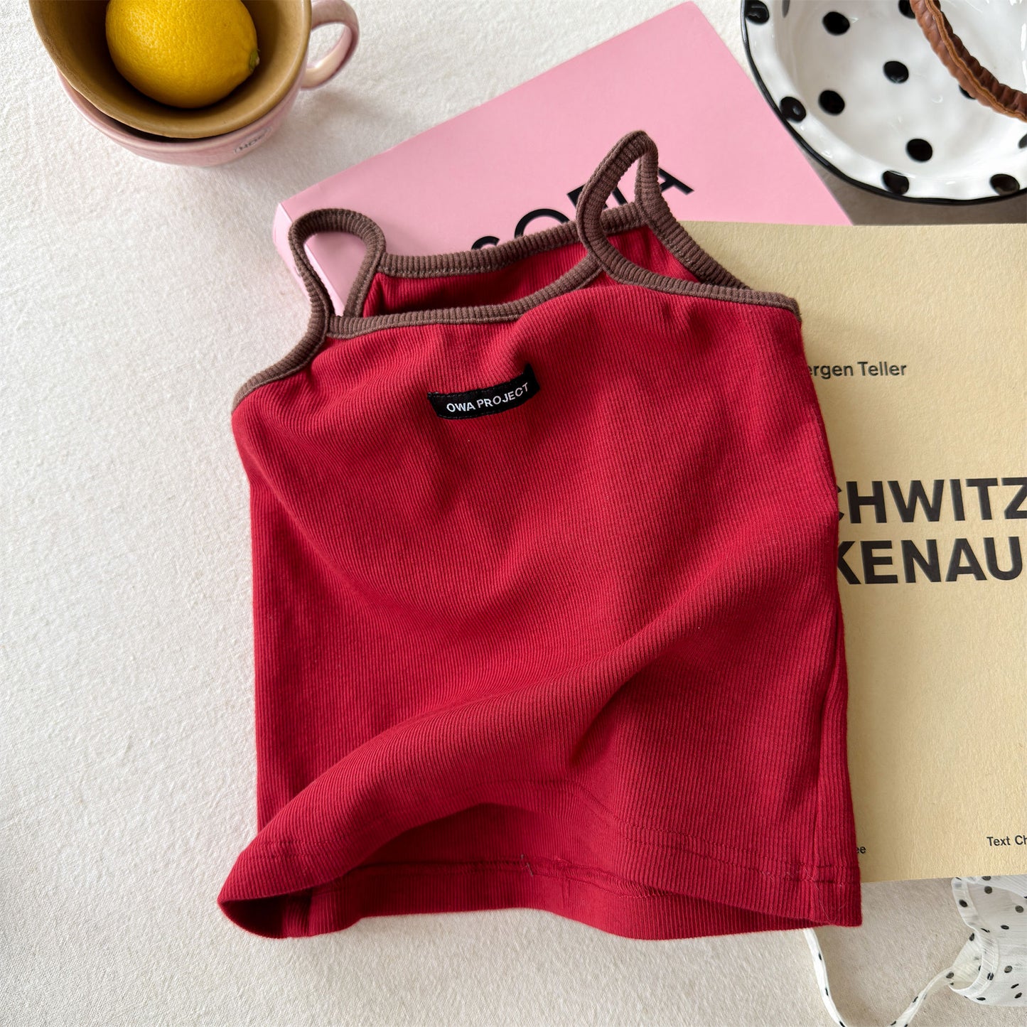 Ribbed Contrast Trim Cami キャミソール キャミソール【mh0013447】