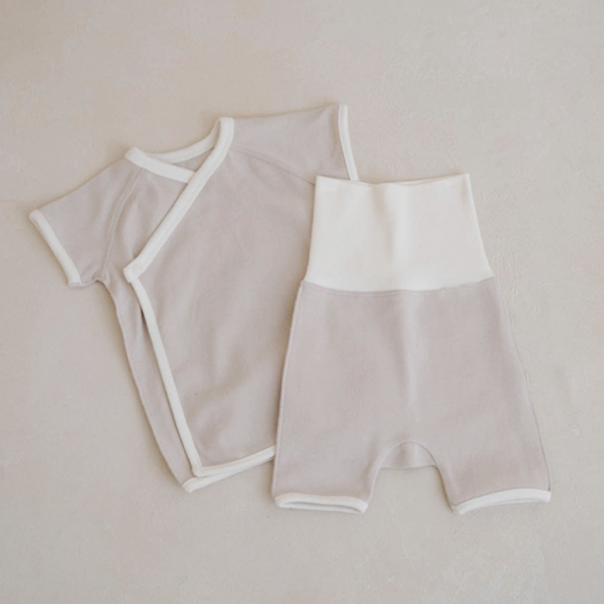 Baby Cache-Coeur Short-Sleeve Top & High-Waist Pants Set [mh0013886]