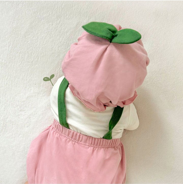 Sprout Stem Strap Romper Bonnet Set フルーツ サロペットブルマ 帽子 セット【mh0013394】