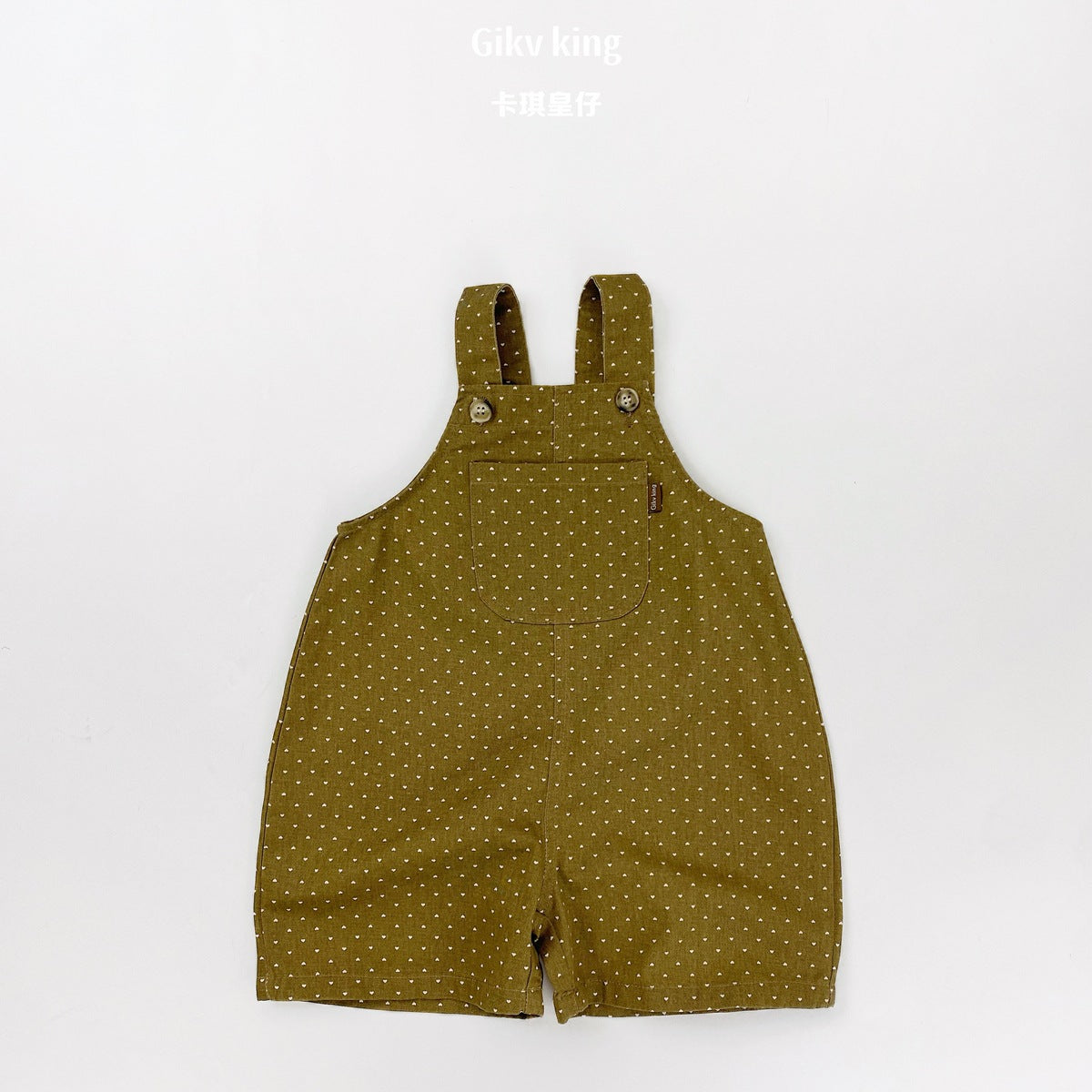 Heart Printed Overalls サロペット ハーフパンツ【mh0013474】