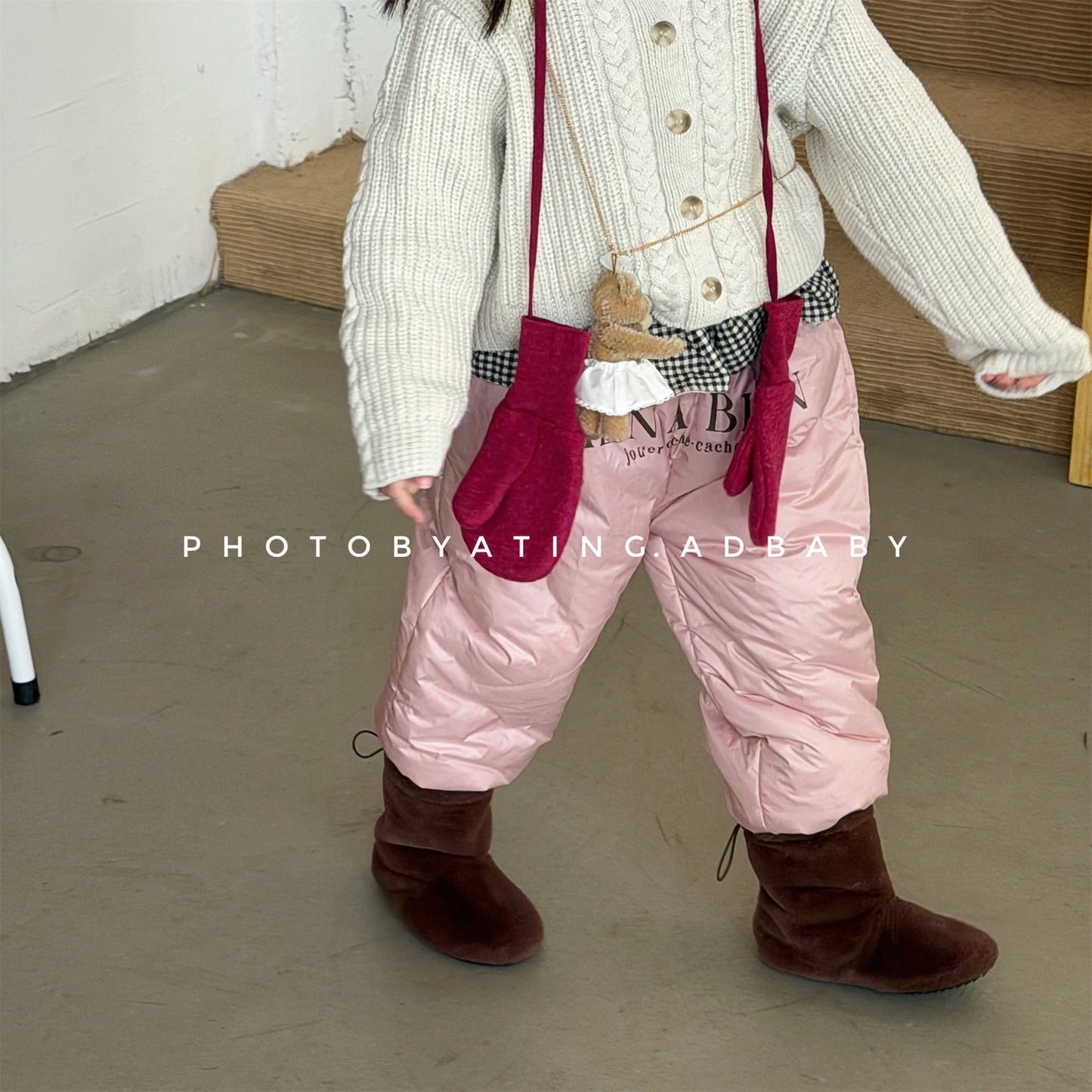 中綿防寒パンツ ジョガーパンツ 暖パン ロゴプリント【mh0011916】