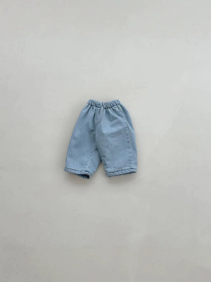 Pantalones largos de mezclilla con forro polar para bebés y niños 【mh0014653】