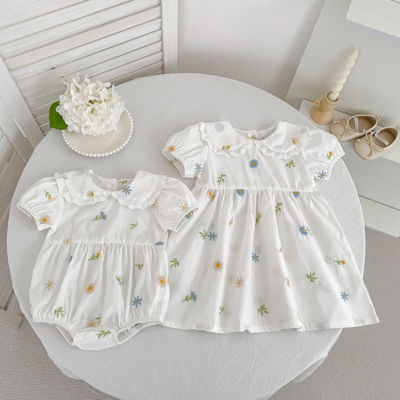Floral Puff Sleeve Romper Dress パフスリーブ ロンパース ワンピース【mh0013167】