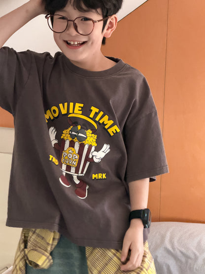 Popcorn Print Cotton T-shirt