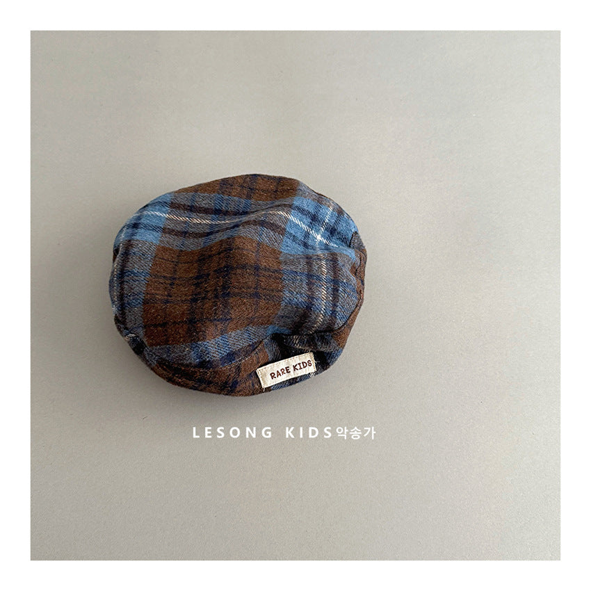 キッズ帽子 チェック ベレー帽 キャスケット【mh0011841】