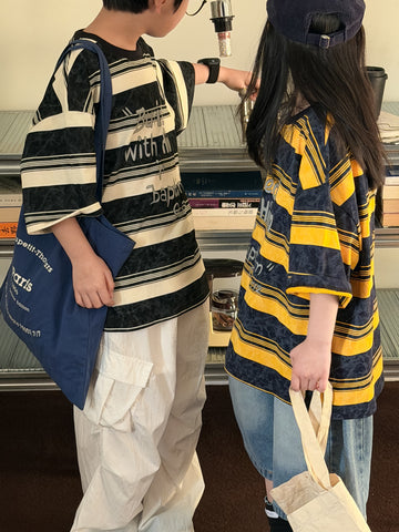 Striped Cotton Short Sleeve T-shirt ボーダー 半袖Tシャツ【mh0012522】