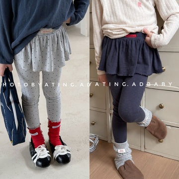 Leggings con Falda Fruncida y Estampado de Topos para Niñas【mh0014066】