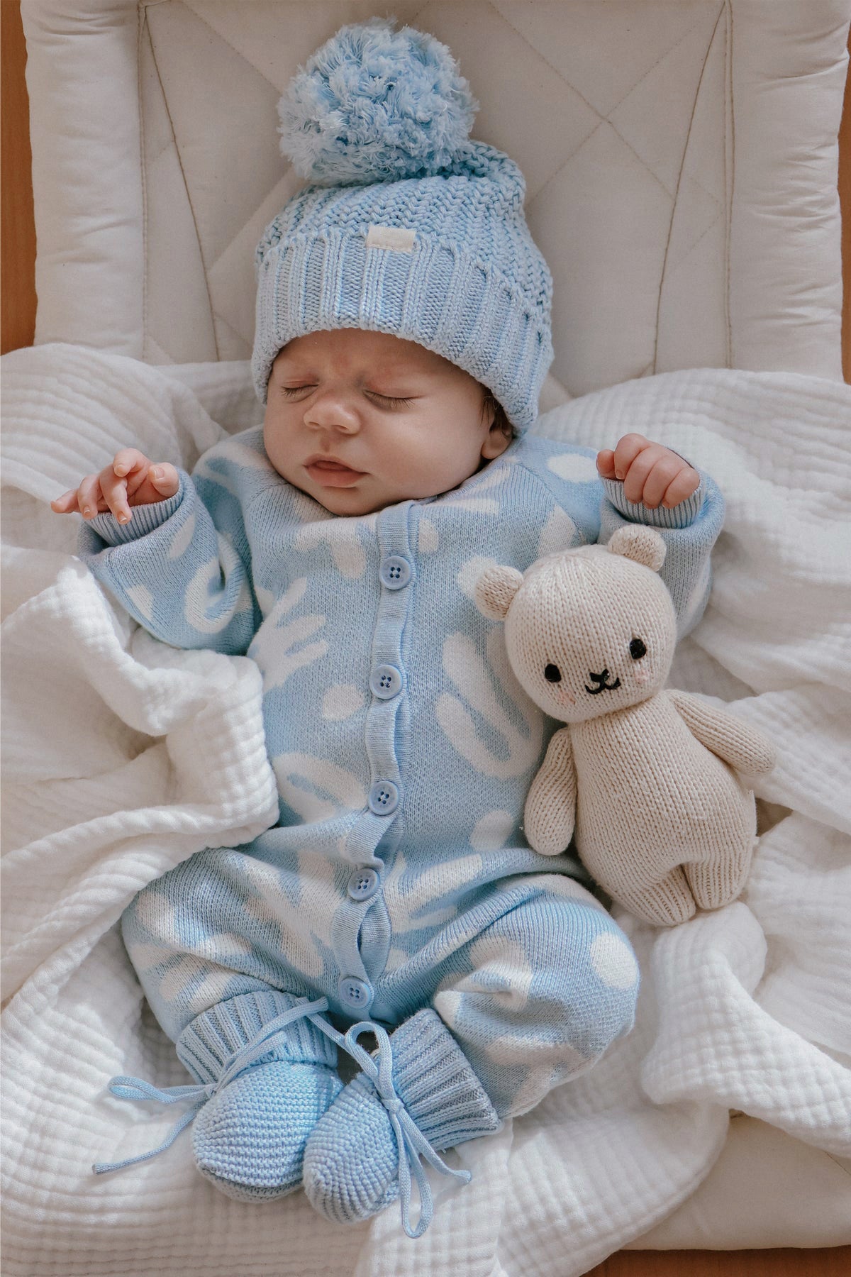 長袖ニットロンパース 幾何学模様 ジャカードニット ジャンプスーツ【mh0011855】