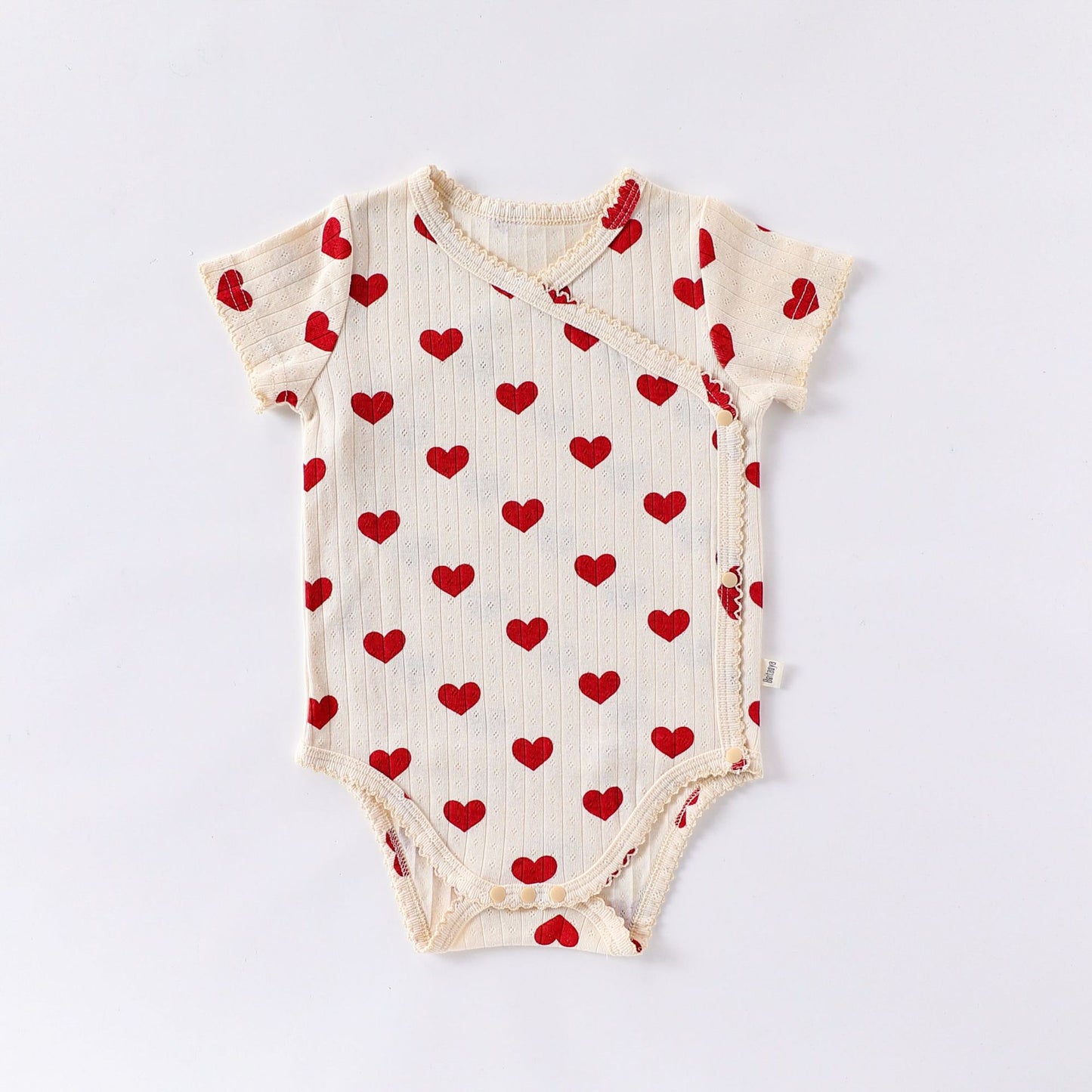 Short Sleeve Wrap Romper ハート 半袖ロンパース【mh0013589】