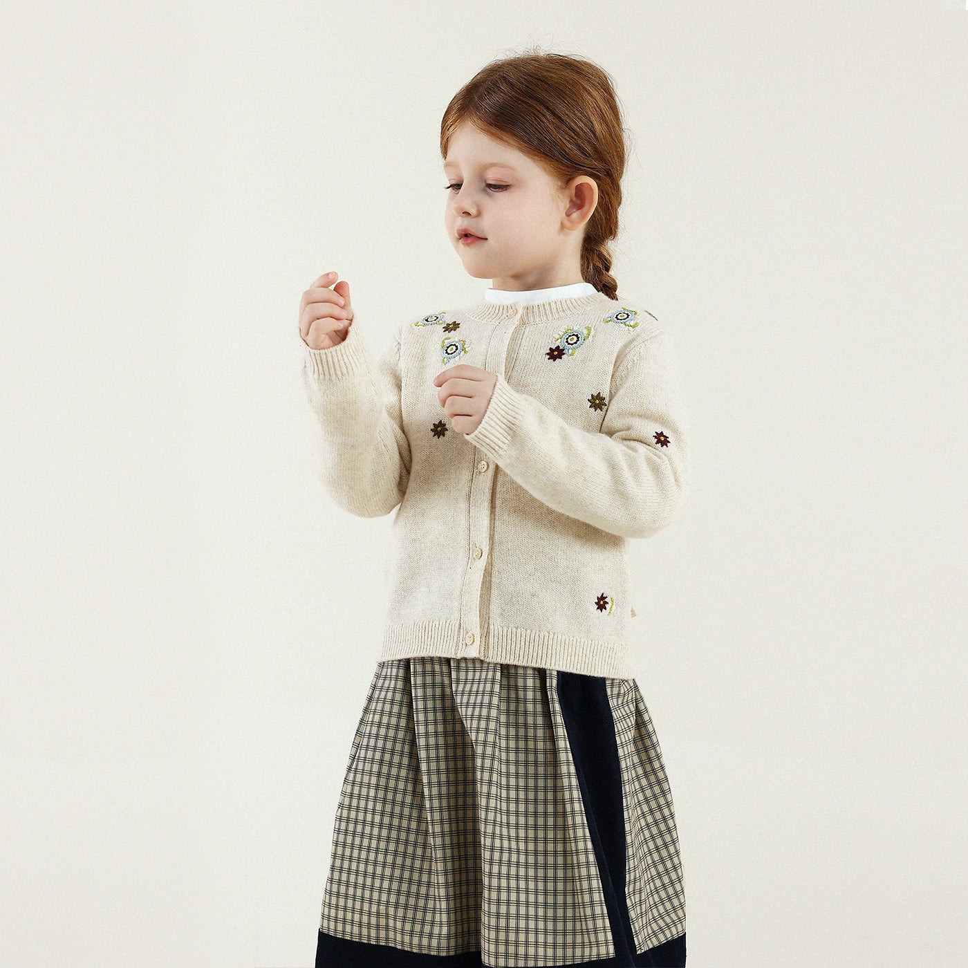 -長袖カーディガン ウール混紡 刺繍デザイン クルーネック【mh0011343】 - mamahalo shop - カーディガン・パーカー -  べビー服 - 子供服 - 男の子 - 女の子