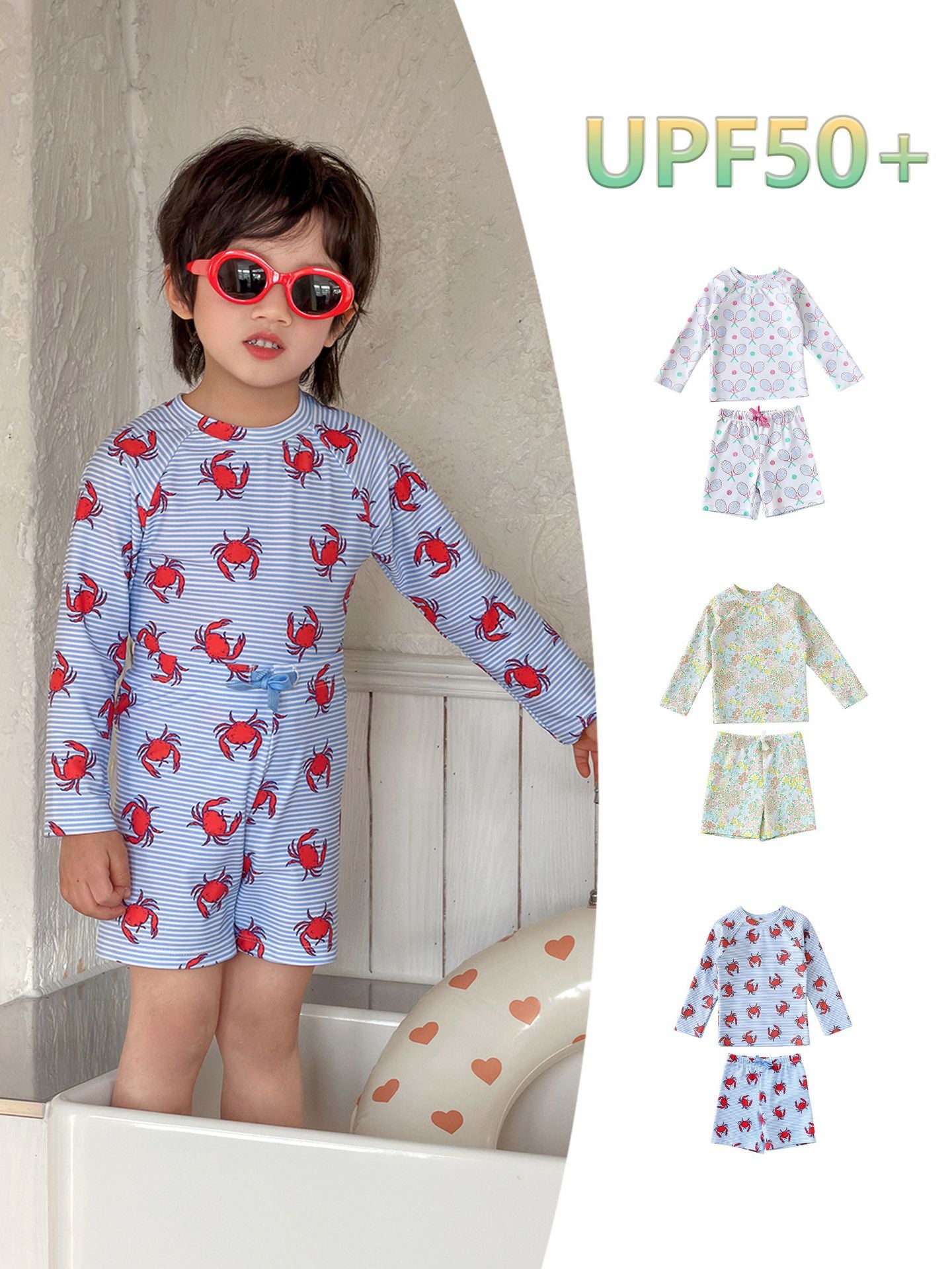 UPF50 Plus Printed Long Sleeve Swimsuit Rashguard Set-up [mh0012585]