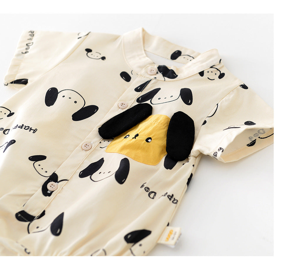 Baby Short Sleeve Romper with Dog Print【mh0001911】