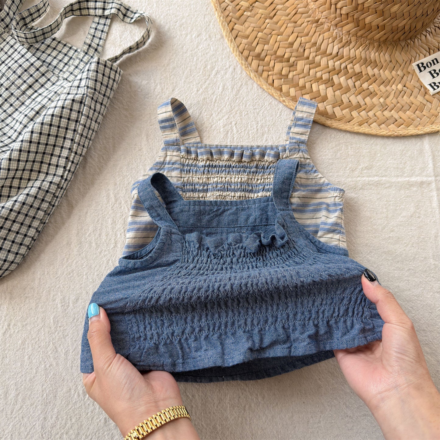 Sleeveless Square Neck Camisole ストライプ キャミソール【mh0013454】