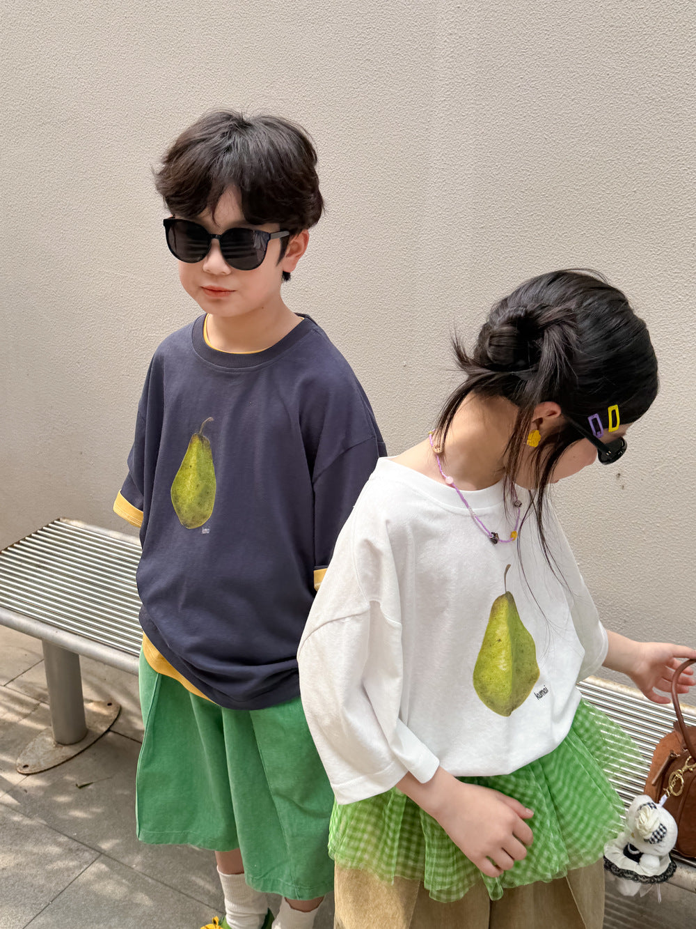 Pear Graphic Cotton Tee 洋梨 プリント半袖Tシャツ【mh0013525】
