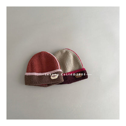 キッズ帽子 カラーブロック ニットキャップ ビーニー【mh0011810】