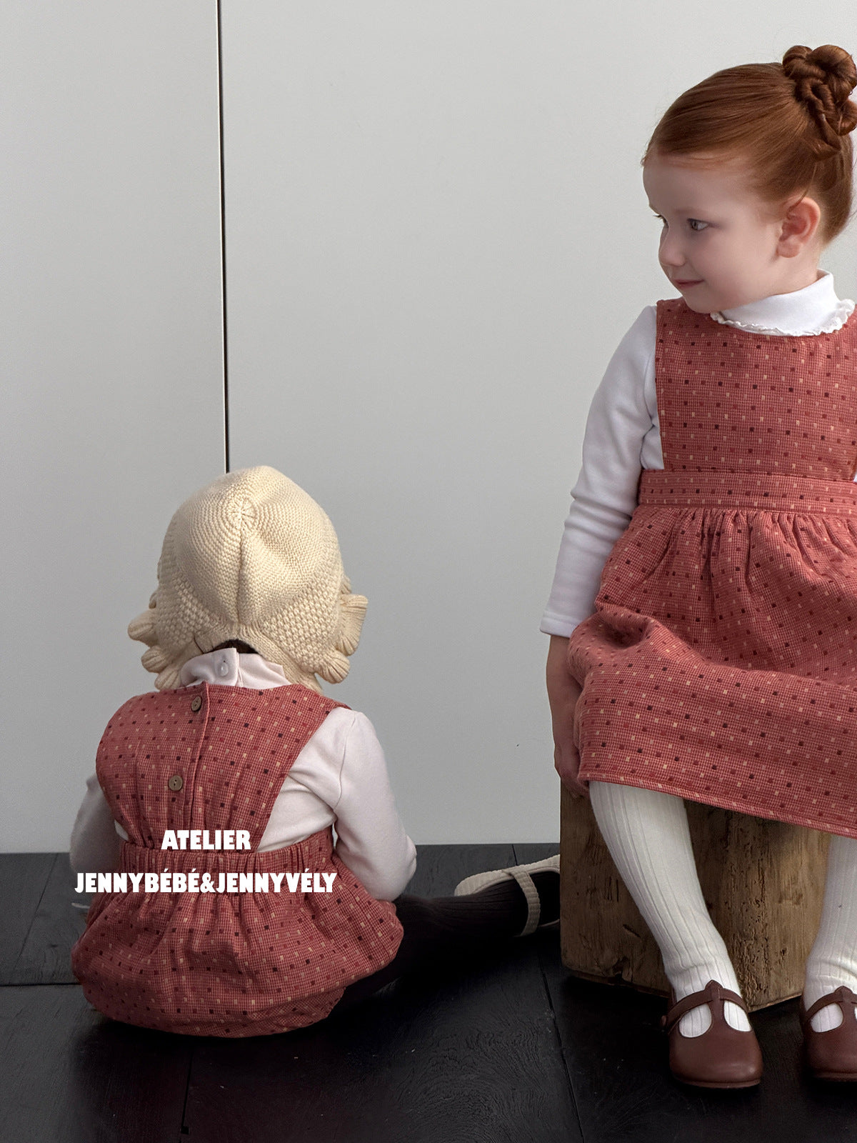 ベビー キッズ チェック ドット 中綿 キャミソール ロンパース キャミソールワンピース ハイネック 長袖Tシャツ【mh0014658】