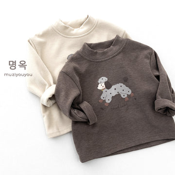 キッズ ドッグ アニマル プリント ハイネック 長袖Tシャツ【mh0014514】