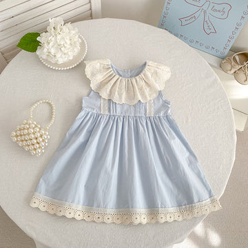 Lace Collar Romper Dress ラッフル ロンパース ミモレ丈ワンピース【mh0013162】
