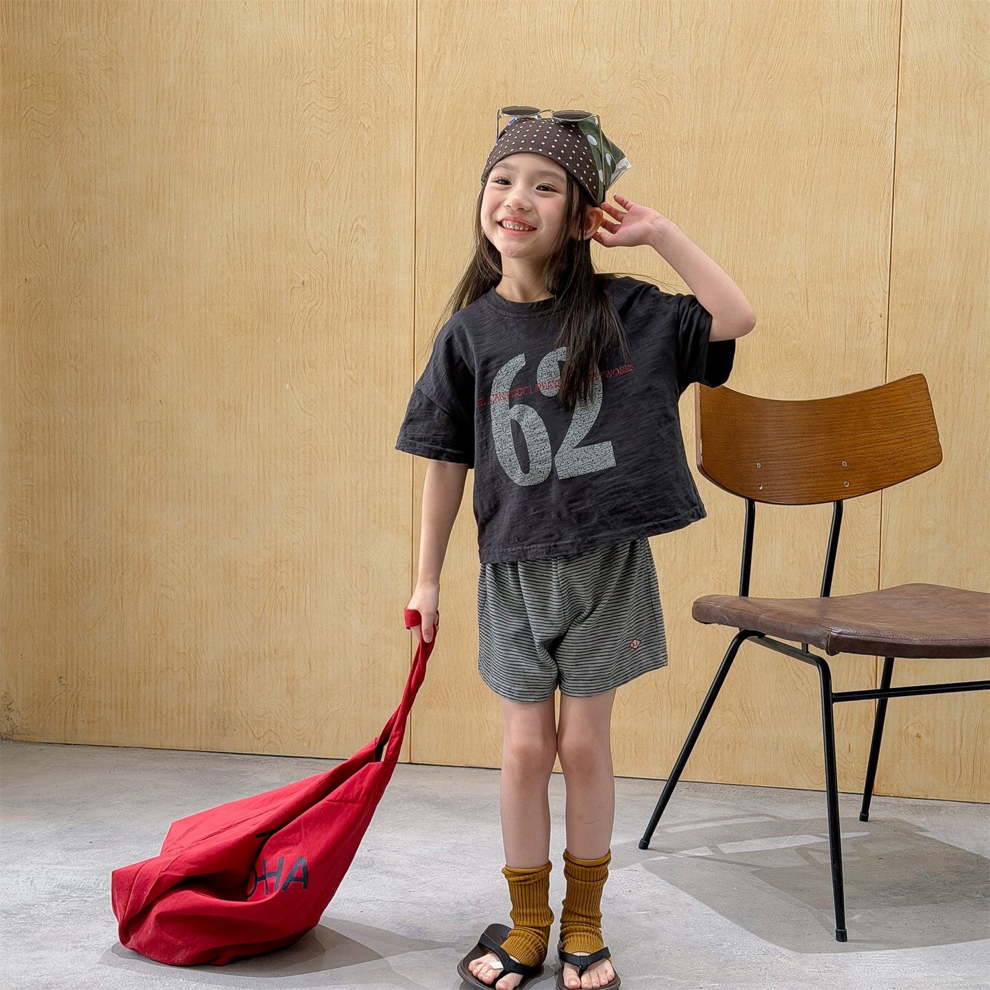 Striped Elastic Waist Shorts ボーダー ショートパンツ【mh0013446】