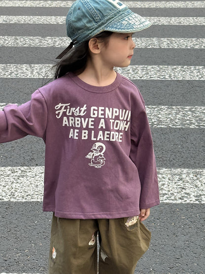 -ペンギン柄プリントTシャツ ロゴ入り長袖トップス【mh0011055】 - mamahalo shop - 長袖Tシャツ -  べビー服 - 子供服 - 男の子 - 女の子