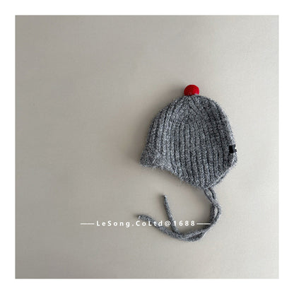 キッズ ニット帽 ポンポン あご紐付き 耳当て 防寒 ベビー【mh0011597】