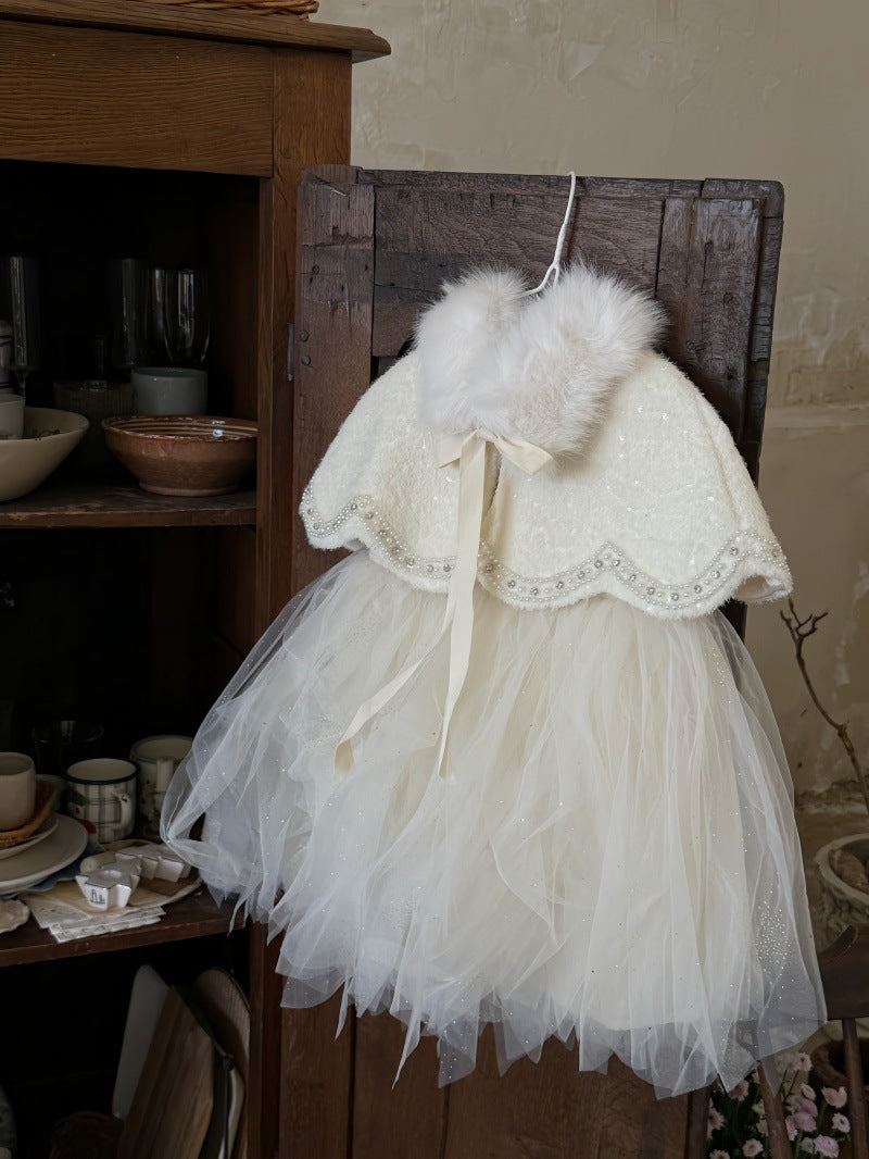 ノースリーブドレスワンピース/ケープ チュールスカート パーティ プリンセス【mh0011879】