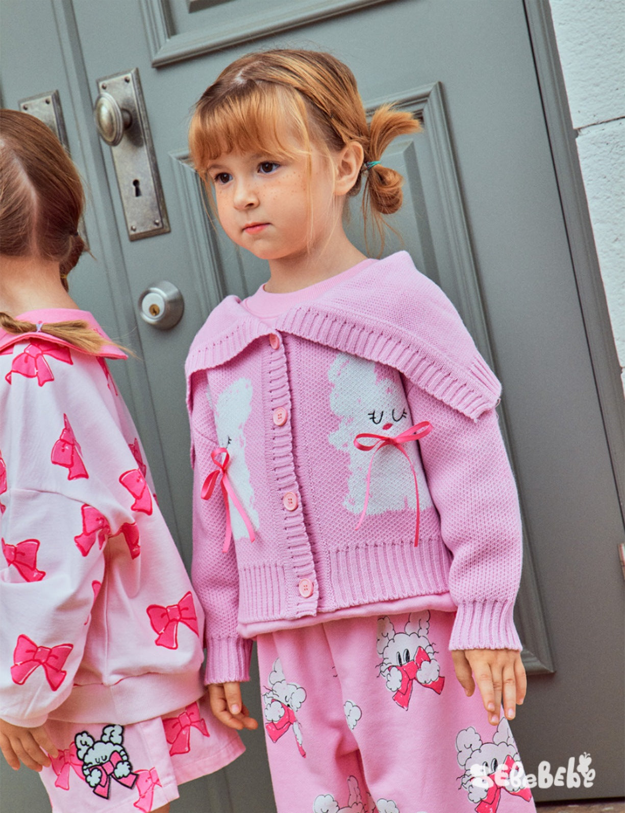 -リボン柄ニットカーディガン/フリルティアードワンピース/リボン柄フリルスカート【mh0010981】 - mamahalo shop - 長袖ワンピース -  べビー服 - 子供服 - 男の子 - 女の子