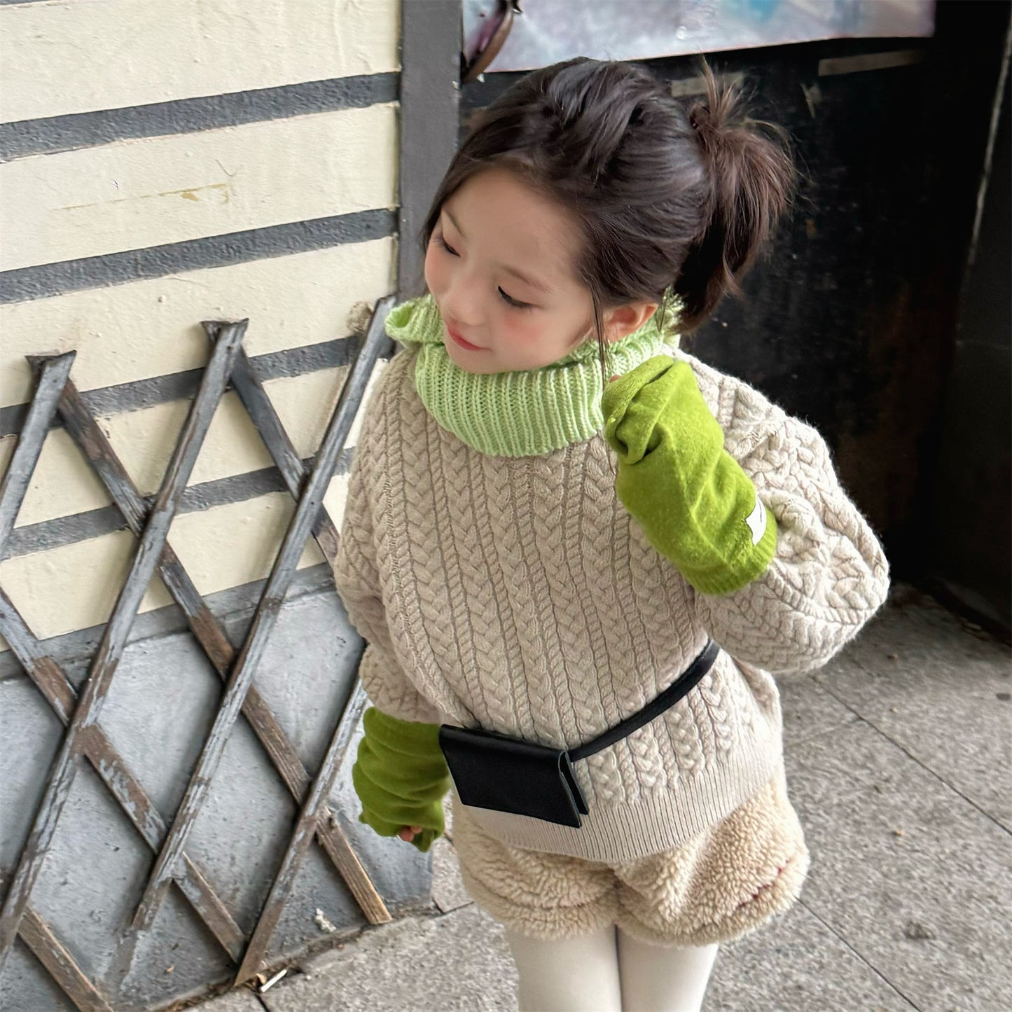 ケーブル編みクルーネックセーター【mh0010906】