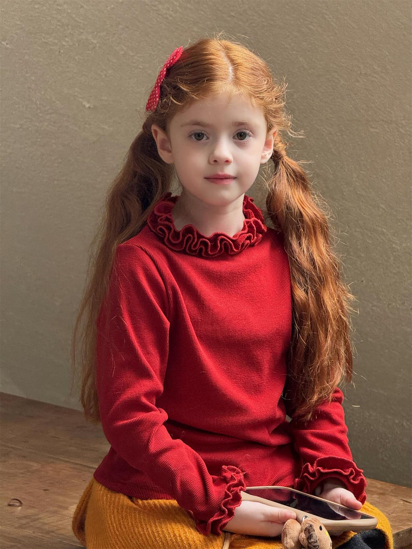 長袖Tシャツ ラッフルフリルカラー カットソー【mh0011761】