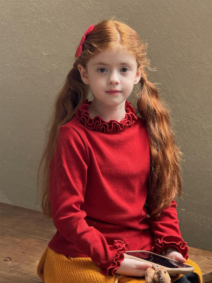 長袖Tシャツ ラッフルフリルカラー カットソー【mh0011761】