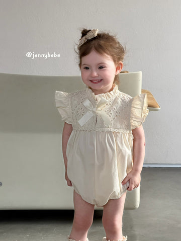 Eyelet Cotton Frill Romper コットン レース 袖フリル ロンパース【mh0012553】