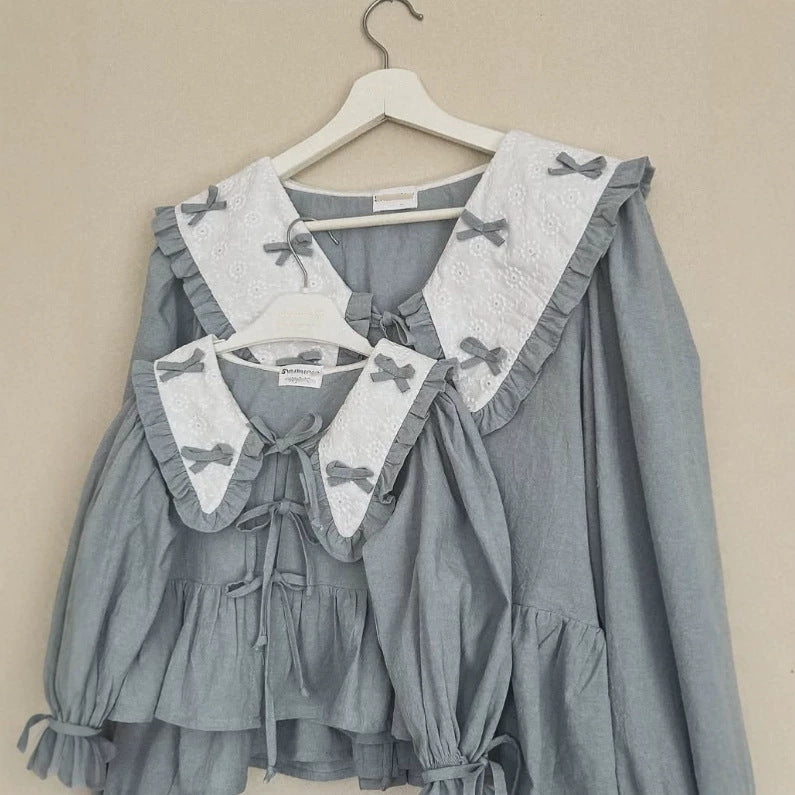 Kids' Ribbon Big Collar Ruffle Long-Sleeve Blouse [mh0014751]