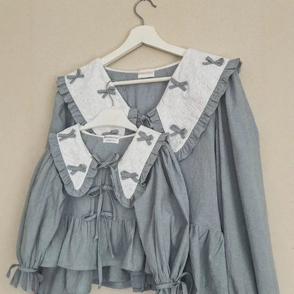 Kids' Ribbon Big Collar Ruffle Long-Sleeve Blouse [mh0014751]