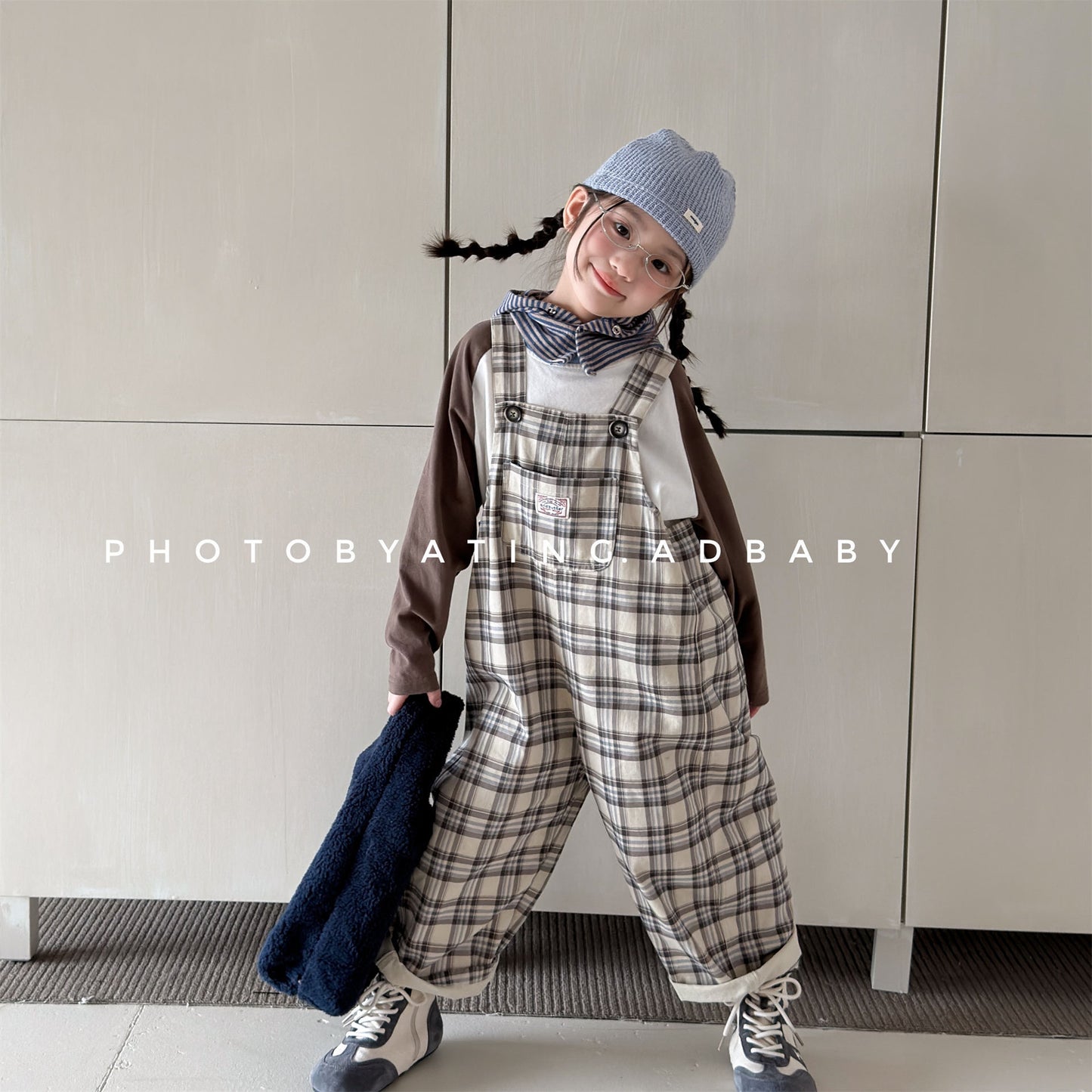 Kids' Polka Dot & Check Pocket Overalls [mh0014053]