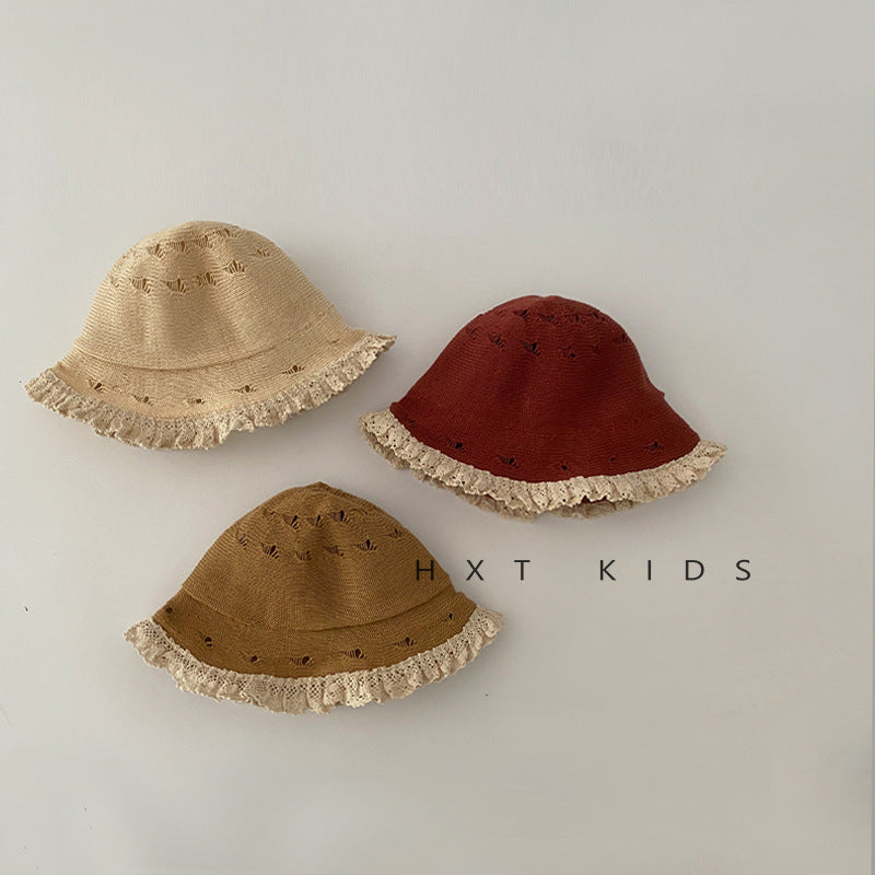 Sombrero tipo pescador calado con encaje para niños【mh0001869】
