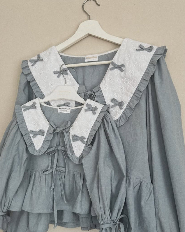 Kids' Ribbon Big Collar Ruffle Long-Sleeve Blouse [mh0014751]