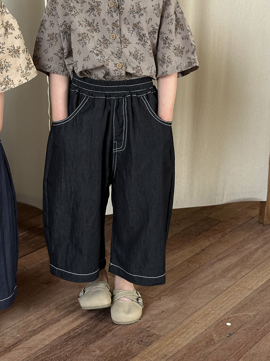 Stitch Contrast Denim Cropped Pants ステッチ クロップドパンツ【mh0013469】